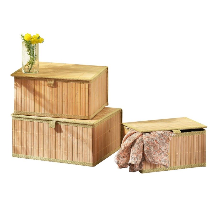 Becquet Boites De Rangement En Bambou - Set De 3 | Rangement, Gain De Place