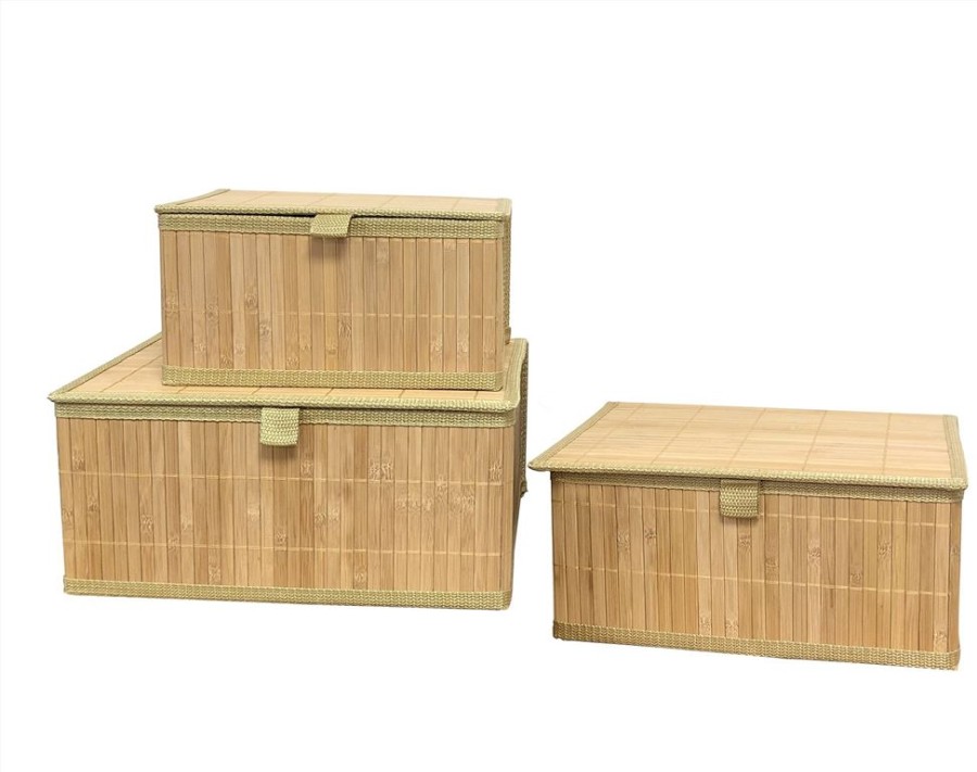 Becquet Boites De Rangement En Bambou - Set De 3 | Rangement, Gain De Place