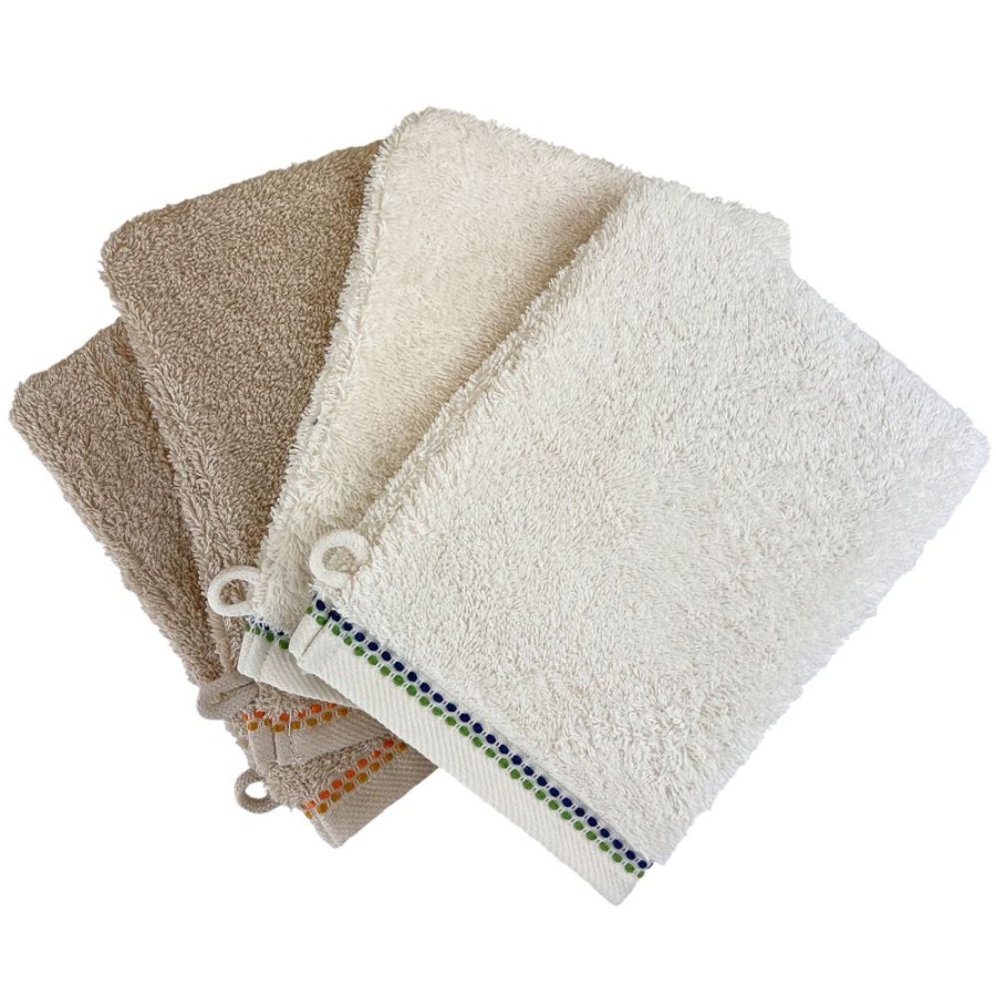 Becquet Gants De Toilette Liteau Mosaique - 450 G/M - Lot De 4 | Tapis De Bain, Tapis De Douche