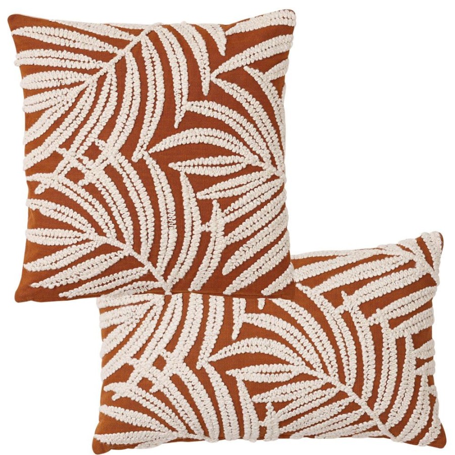 Becquet Housse Coussin Brodee Motif Feuilles | Coussin, Housse De Coussin