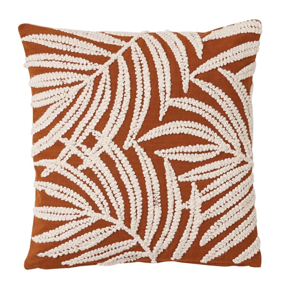 Becquet Housse Coussin Brodee Motif Feuilles | Coussin, Housse De Coussin