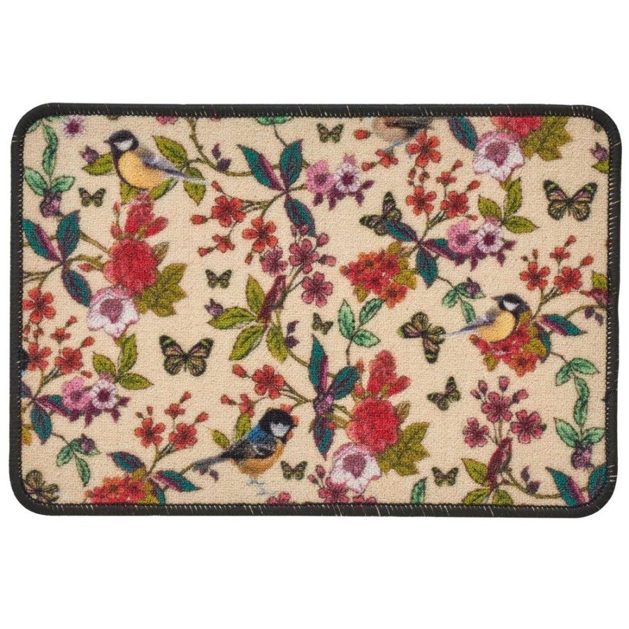 Becquet Tapis De Cuisine Fleurs Et Oiseaux | Tapis D'Entree, Tapis De Cuisine