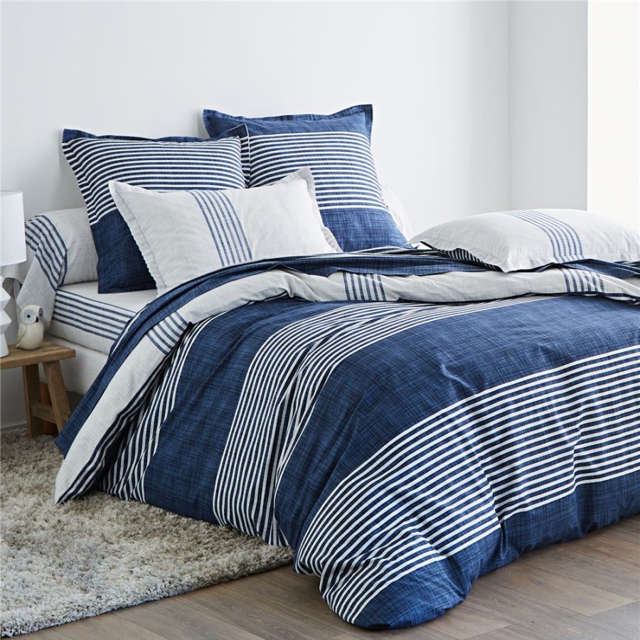 Becquet Linge De Lit A Rayures Bleues Et Blanches - Becquet Creation | Linge De Lit Ado, Housse De Couette