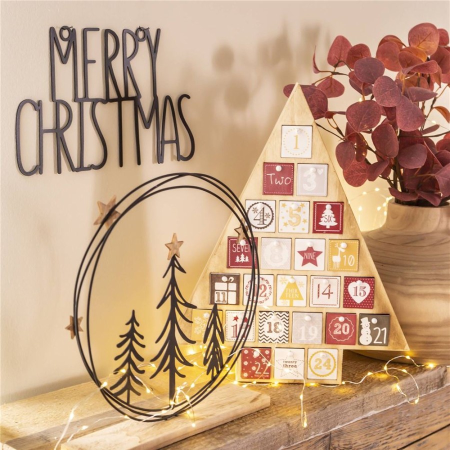 Becquet Panneau En Metal Merry Christmas | Decoration Murale