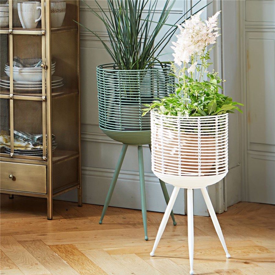 Becquet Porte-Plante En Metal Et Rotin Peints | Tete De Lit, Paravent