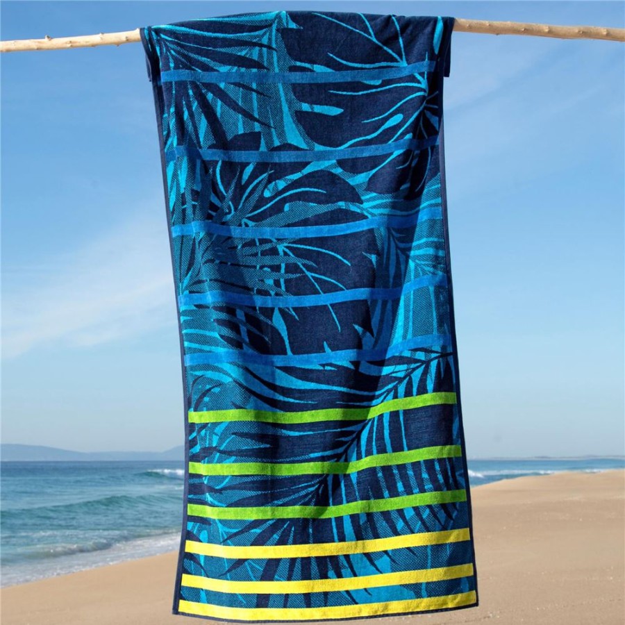 Becquet Drap De Plage En Velours - 370 G/M - Motif Feuilles Tropicales | Serviette De Plage, Fouta