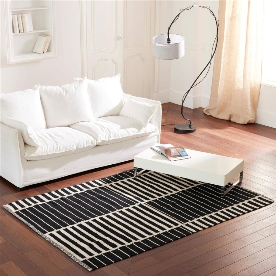 Becquet Tapis Rayures Noir Et Blanc | Tapis