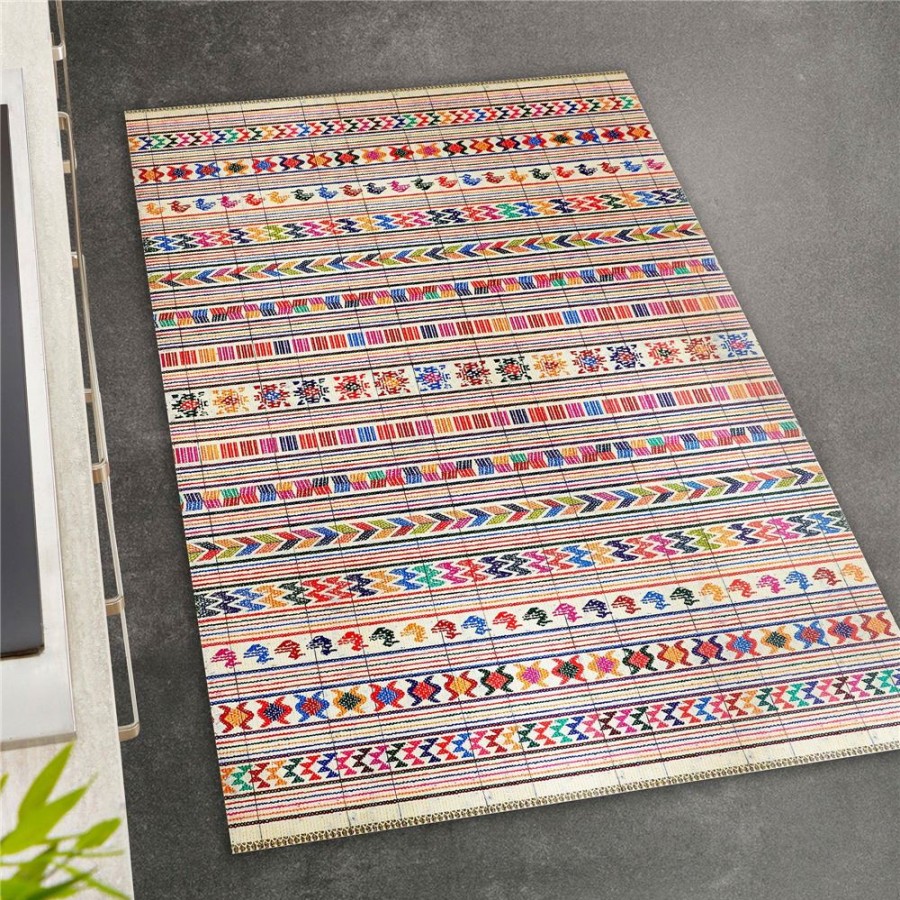 Becquet Tapis Vinyle Motif Tissage Amerique Du Sud | Tapis D'Entree, Tapis De Cuisine