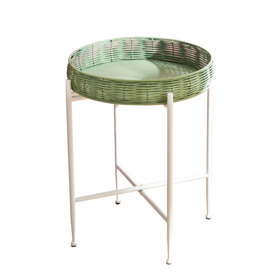 Becquet Table Basse Ronde Blanche Et Verte | Meuble, Etagere