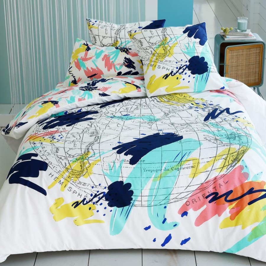 Becquet Linge De Lit Planisphere - Becquet Creation | Linge De Lit Ado, Housse De Couette