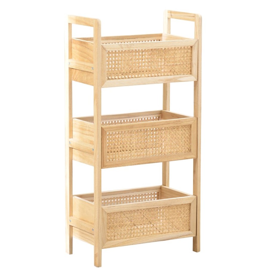 Becquet Etagere 3 Casiers En Bois Et Rotin | Rangement, Gain De Place