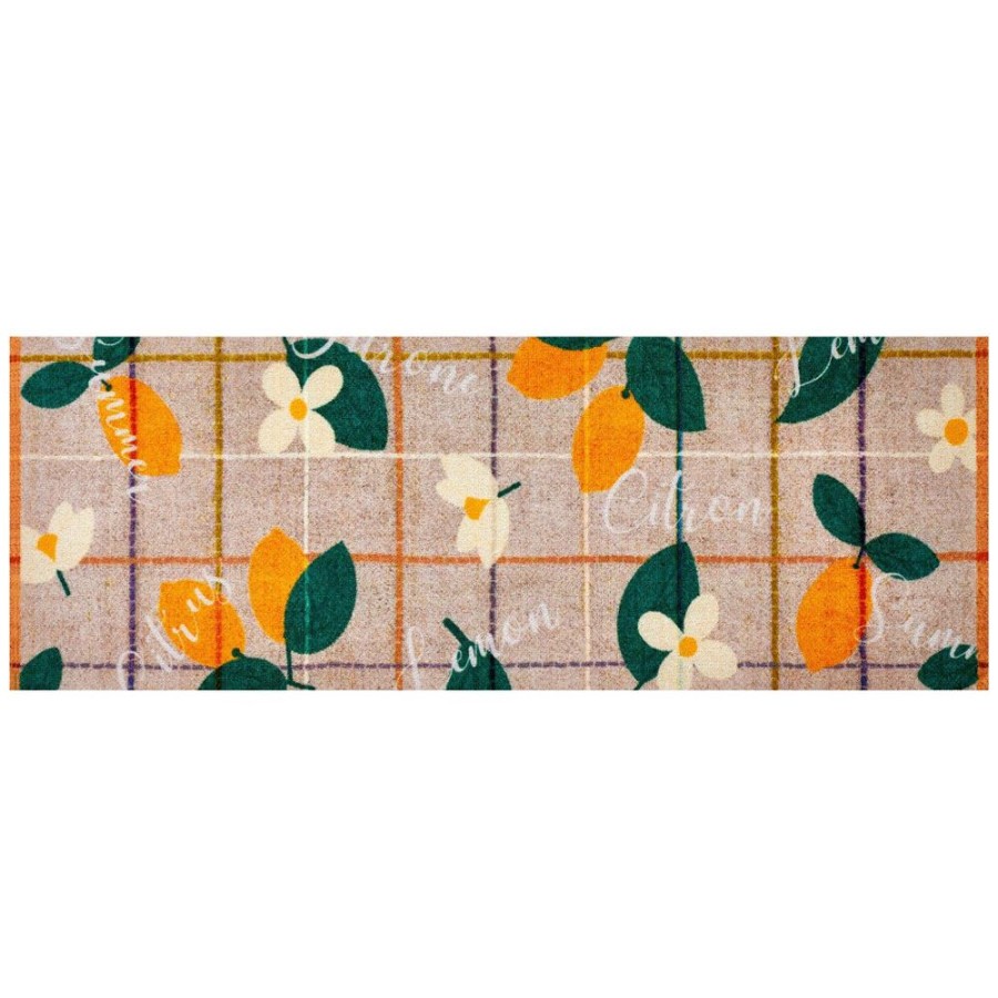 Becquet Tapis De Cuisine Fleurs Et Citrons | Tapis D'Entree, Tapis De Cuisine