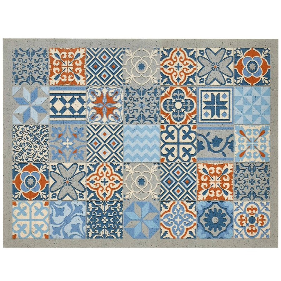 Becquet Tapis De Protection En Vinyle Motif Carreaux De Ciment | Tapis D'Entree, Tapis De Cuisine