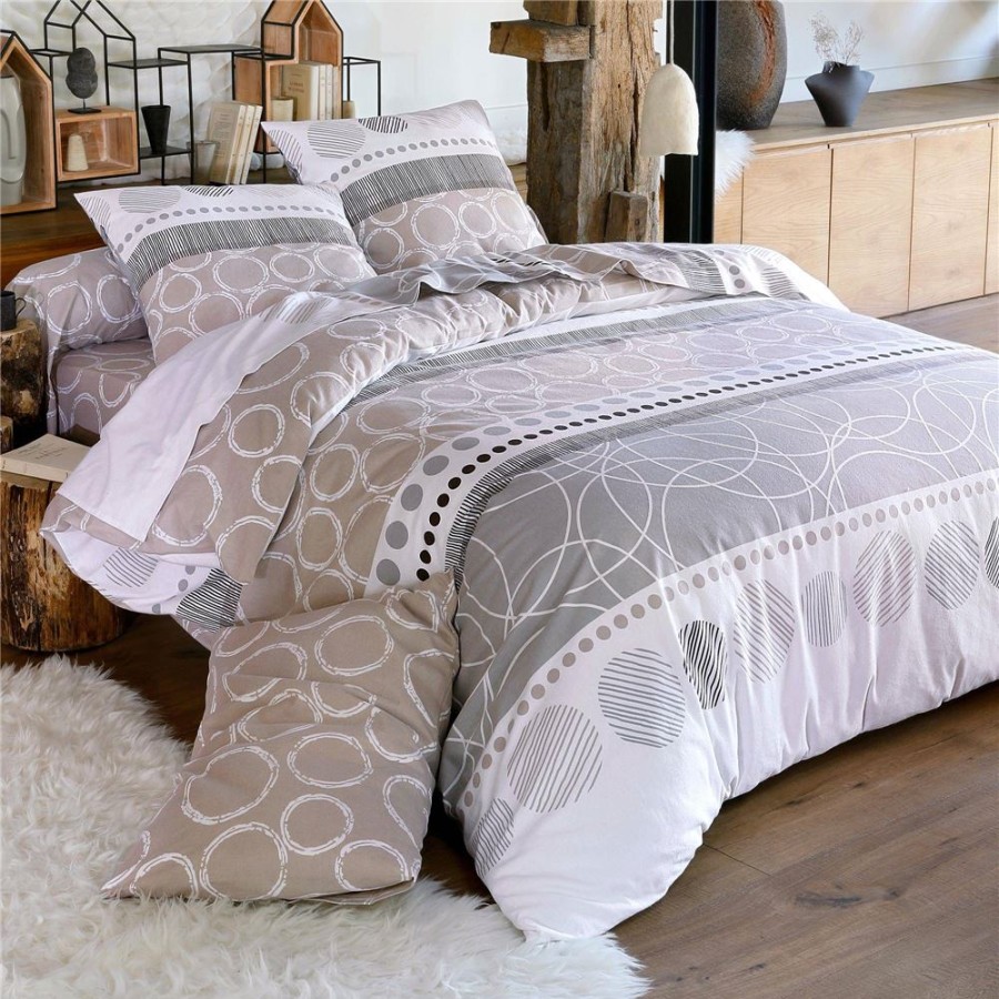 Becquet Linge De Lit Flanelle Rayures Et Cercles - Becquet Creation | Linge De Lit Ado, Housse De Couette