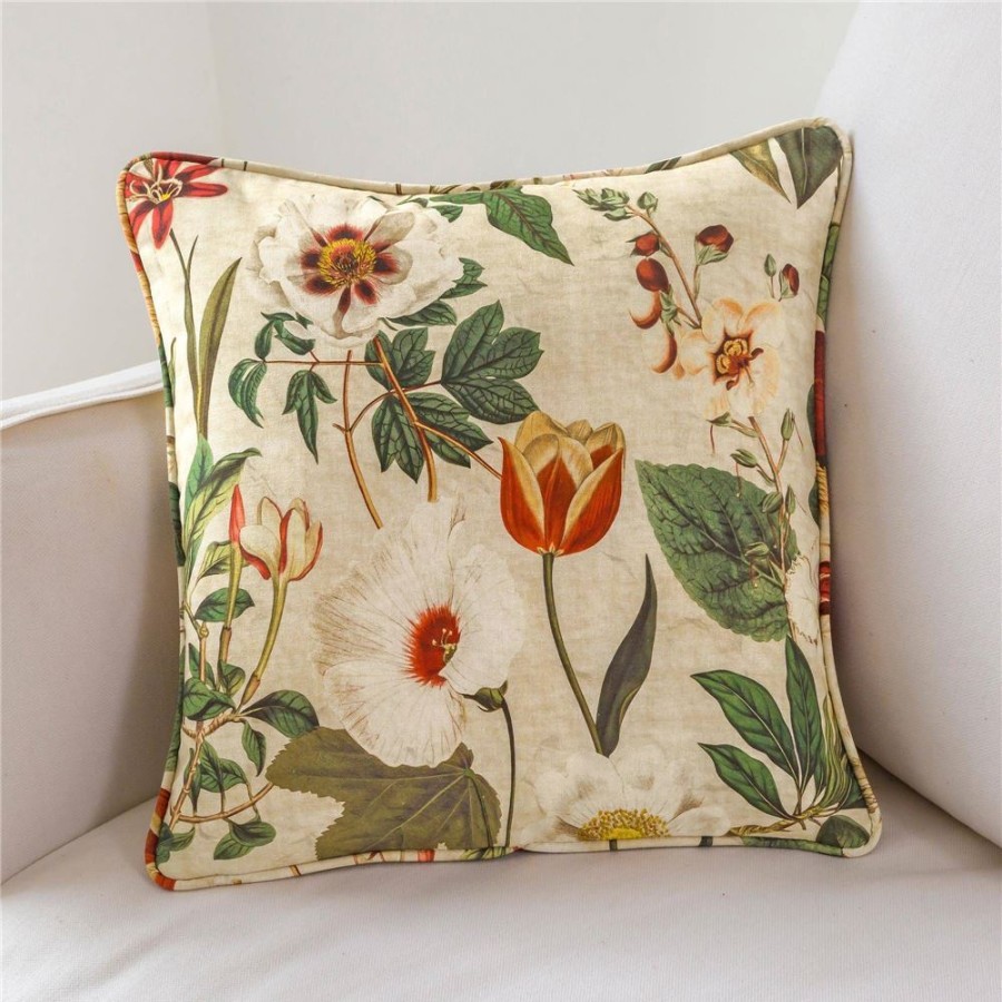 Becquet Housse De Coussin Motif Herbier | Coussin, Housse De Coussin