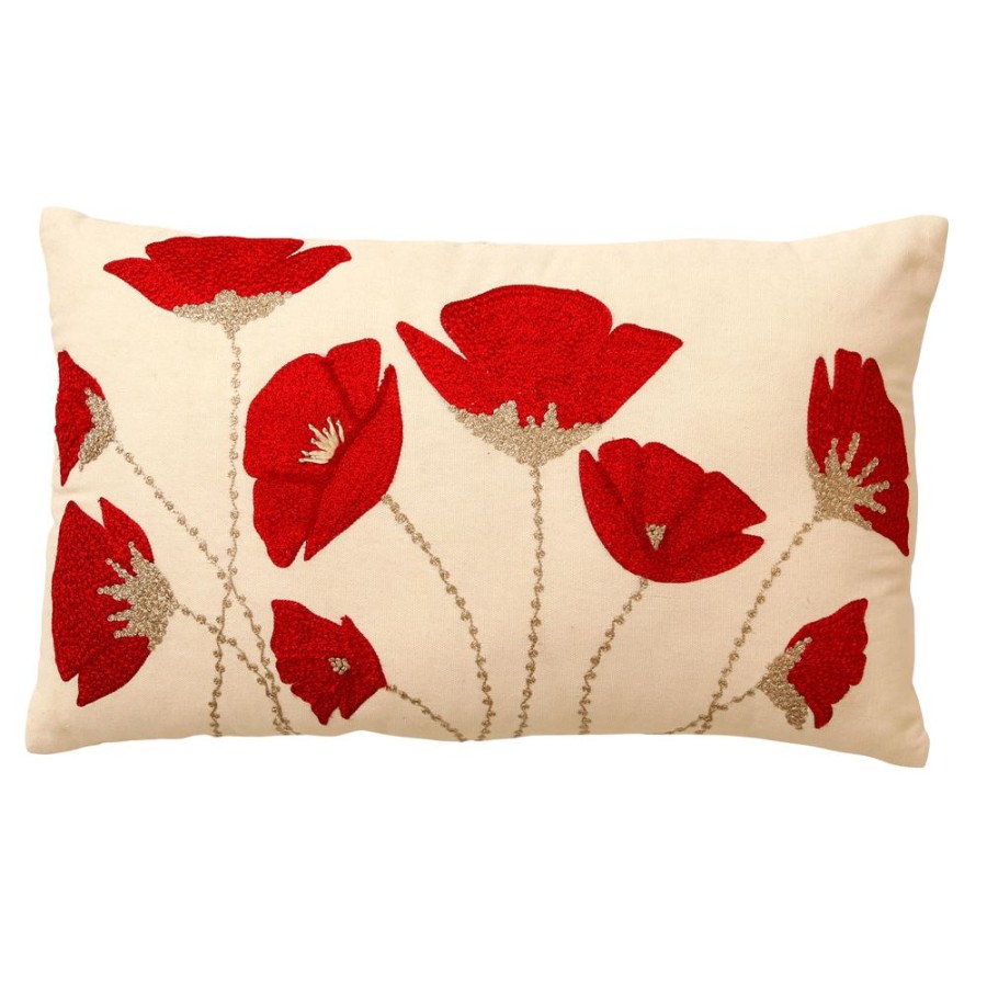 Becquet Coussin Brode Coquelicots | Coussin, Housse De Coussin