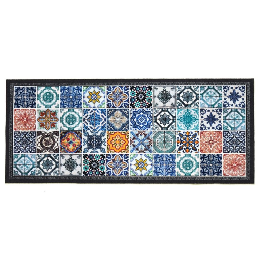 Becquet Tapis De Cuisine Motif Carreaux De Ciment | Tapis D'Entree, Tapis De Cuisine