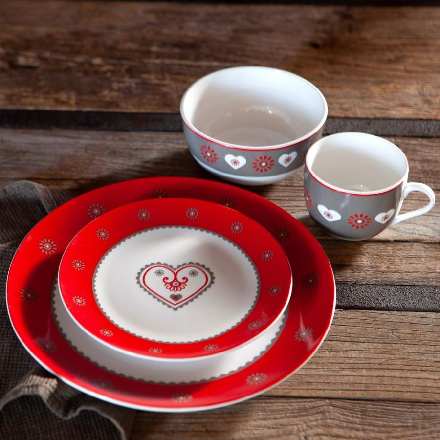 Becquet Vaisselle Motif Coeur Et Chalet - Set De 4 Pieces | Art De La Table