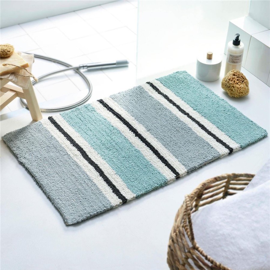 Becquet Tapis De Bain Double Epaisseur Jeu De Rayures - Becquet Creation | Tapis De Bain, Tapis De Douche