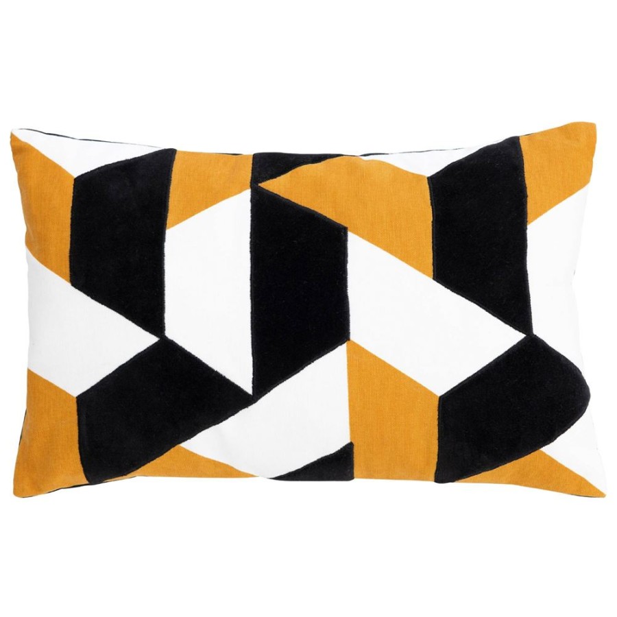 Becquet Coussin Graphique En Toile Et Velours | Coussin, Housse De Coussin