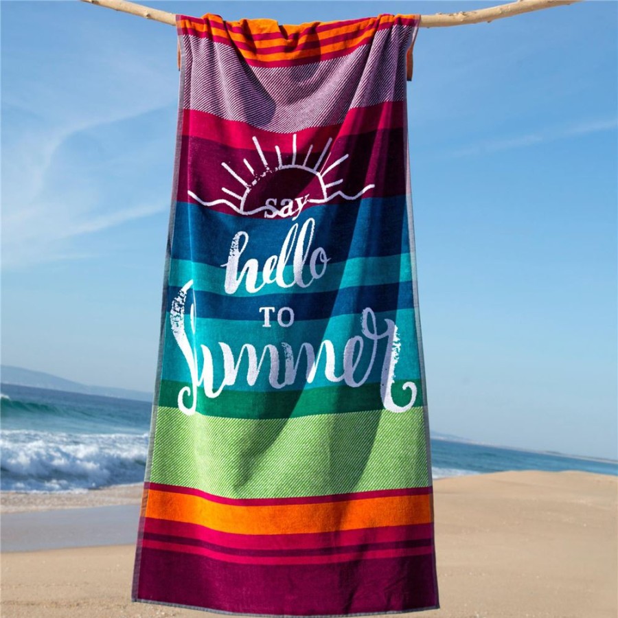 Becquet Drap De Plage "Hello Summer" - 370 G/M | Serviette De Plage, Fouta