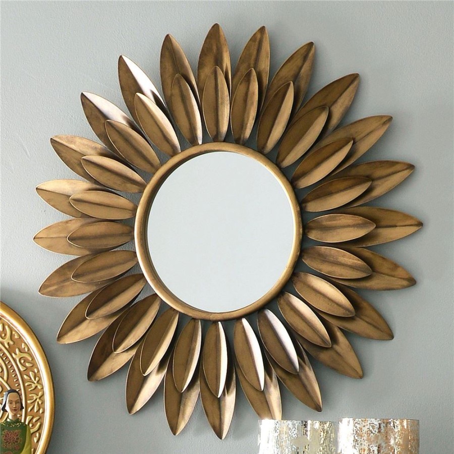 Becquet Miroir Fleur En Metal | Decoration Murale