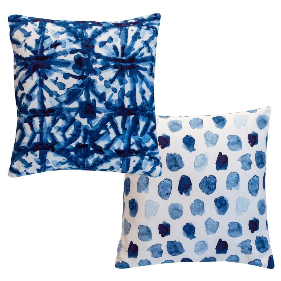 Becquet Coussin Enduit Double Face Bleu Et Blanc | Coussin, Housse De Coussin