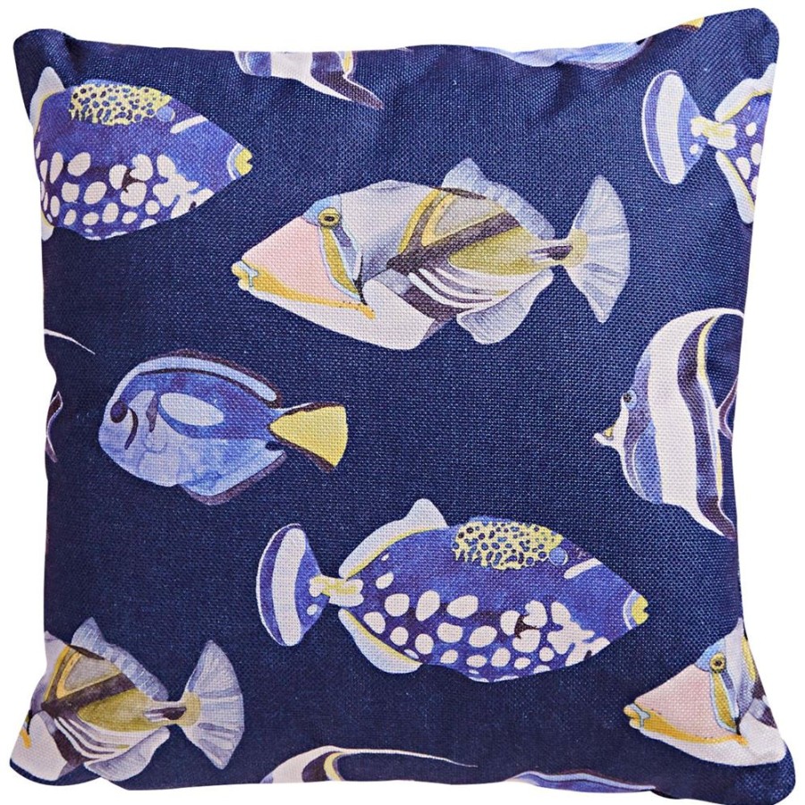 Becquet Coussin Motif Poissons - Becquet Creation | Coussin, Housse De Coussin