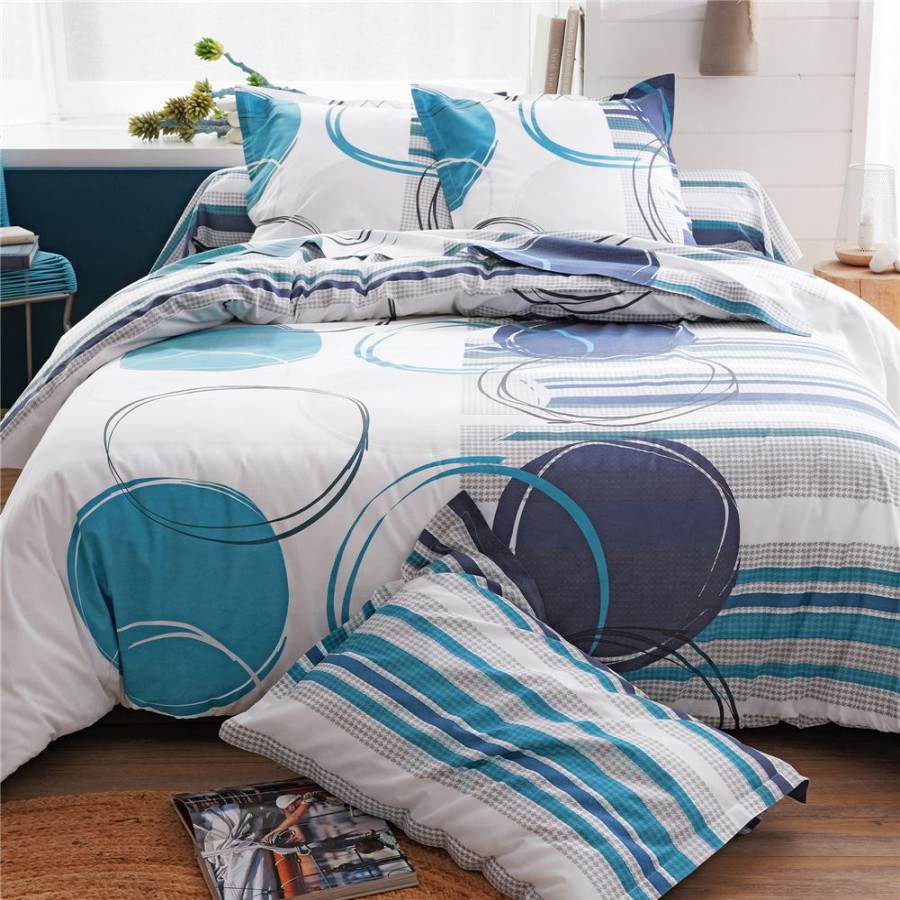 Becquet Linge De Lit Motif Cercles Et Rayures - Becquet Creation | Linge De Lit Ado, Housse De Couette