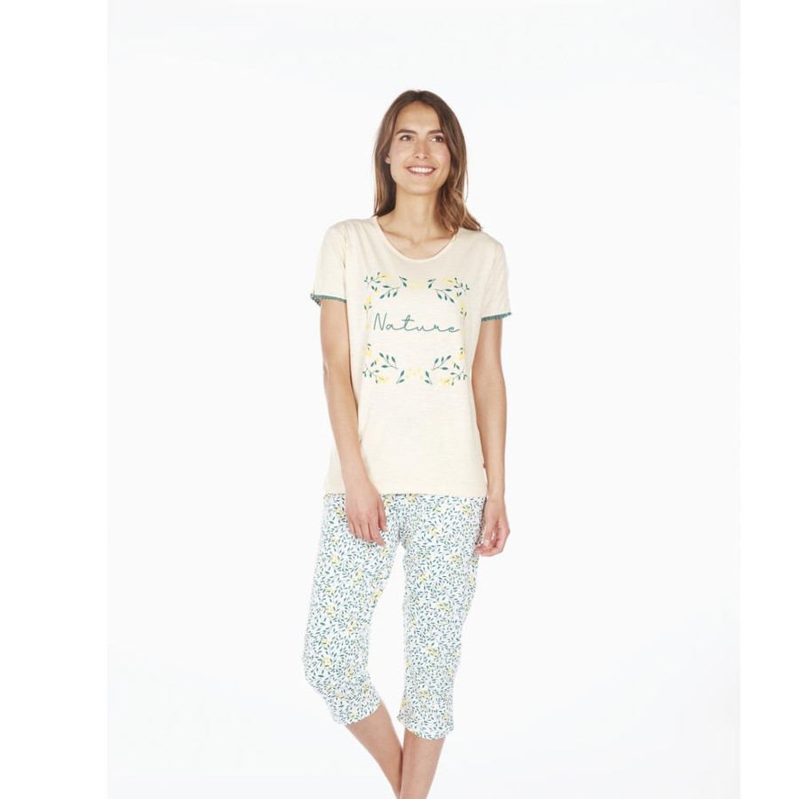 Becquet Pyjama Corsaire Femme Motif Nature | Pyjama Femme