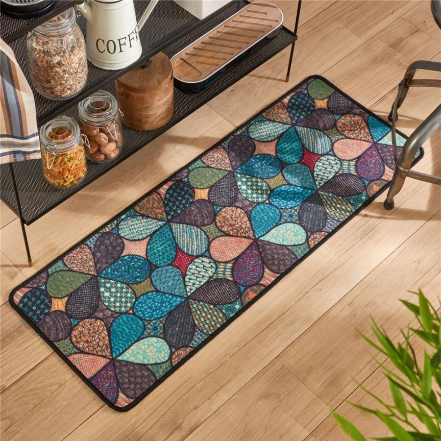 Becquet Tapis De Cuisine Motif Fleurs Stylisees | Tapis D'Entree, Tapis De Cuisine